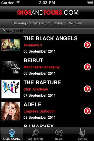 gigs & tours app